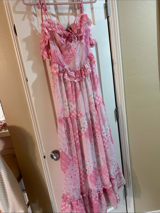 Sugar Thrillz Dresses & Skirts - Sugar Thrillz Pink Maxi Floral Dress with Flaw S